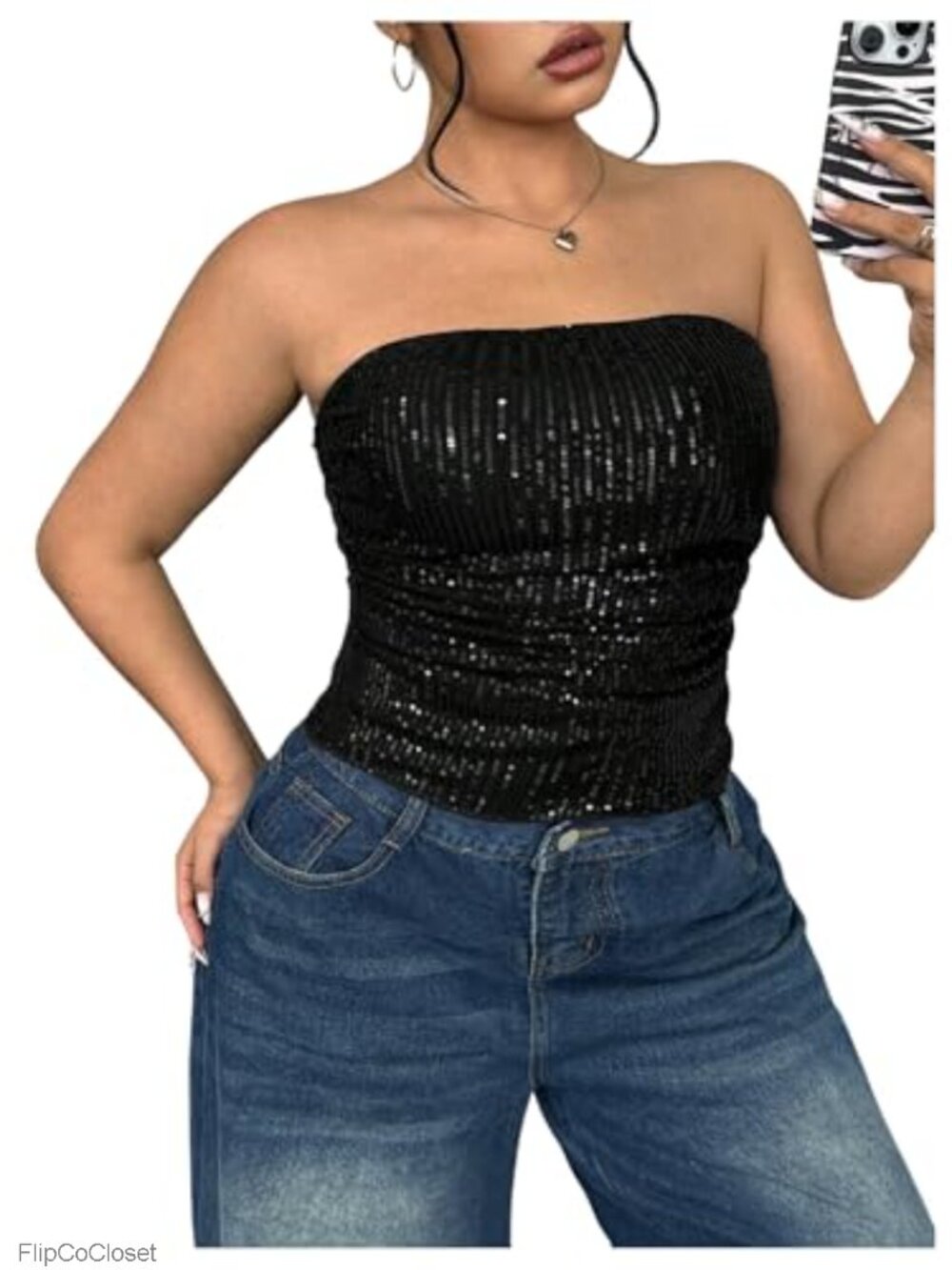 Sequin Ruched Tube Top Strapless Bandeau Y2k Party Club Tank